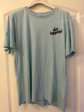 Sandro Light Blue Short-Sleeve Tee with Chest Graphic